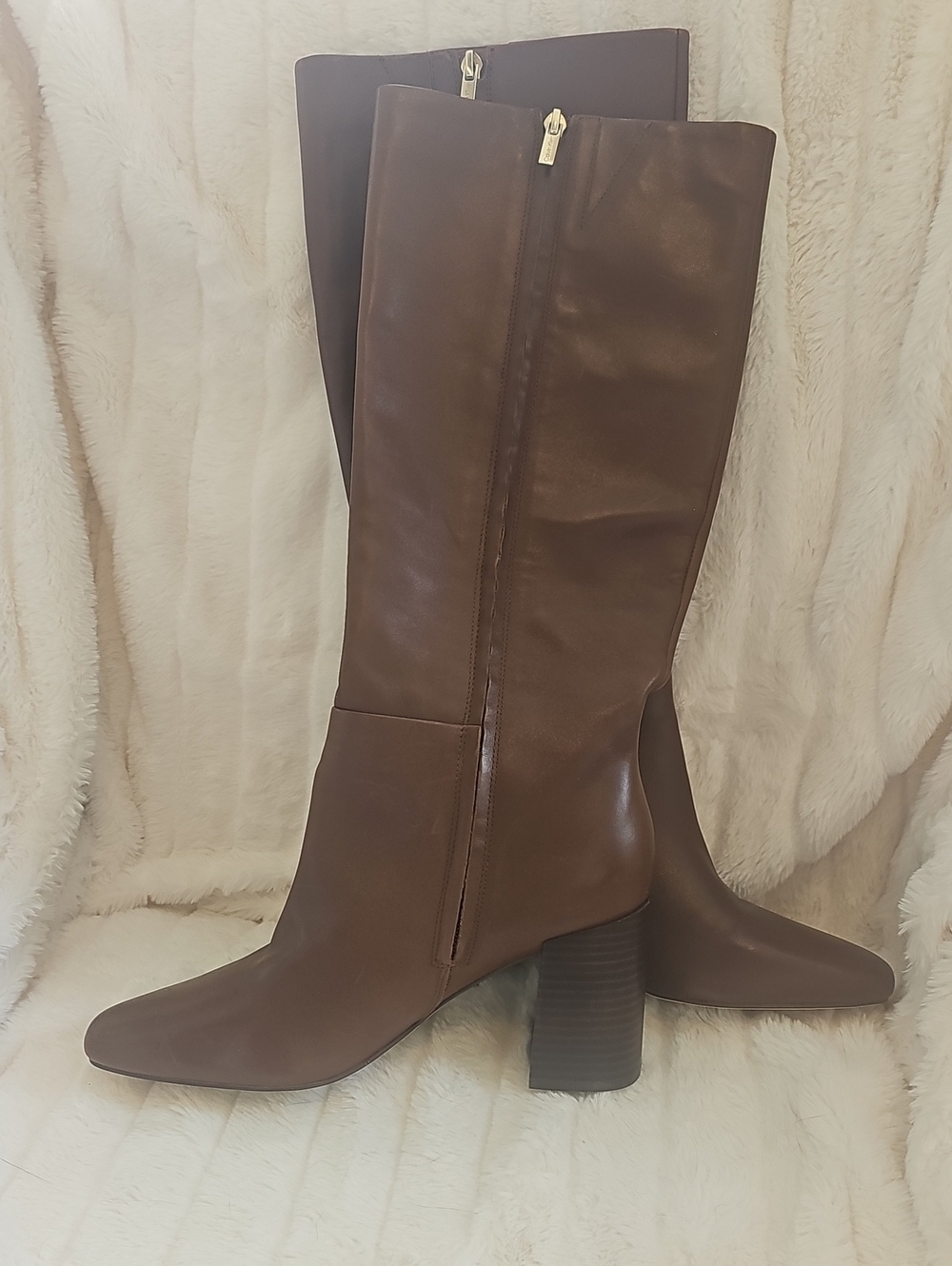 Calvin Klein Brown Knee-High Block Heel Boots